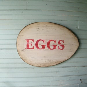 Egg Sign Outdoor Farmhouse Decor Roadside Chicken Egg Farm Stand Kitchen Wall Art Hen House Sign Cottage Sign Fresh Eggs Breakfast Sign image 1