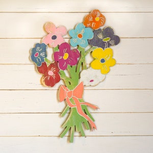 Flower Wall Decor Grandmacore Bouquet Door Hanger Front Door Decor Spring Decor Wooden Flower May Flowers Mothers Day Gift