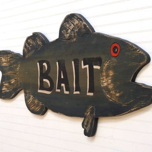 Largemouth Bass Fish Bait Sign Fathers Day Gift Bass Fishing Sign Largemouth Bass Sign Wooden Fishing Decor Fishing Wall Art