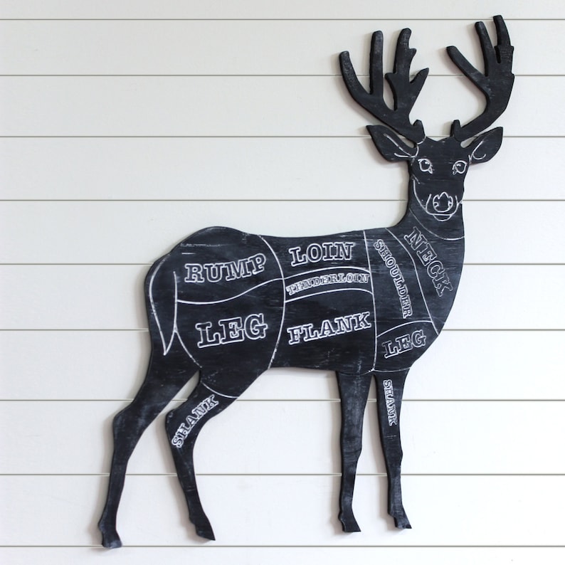 Butcher Venison Sign Deer Meat Cuts Game Meat Chart Wooden Etsy