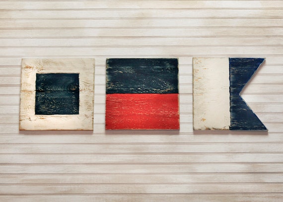 Sea Flag Set Sailing Flags Nautical Wood Decor 3 Image 0