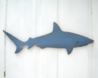 Wood Shark Sign Small Wall Art Mako Shark Sign Beach Coastal Nautical Wooden Sign Indoor or Outdoor