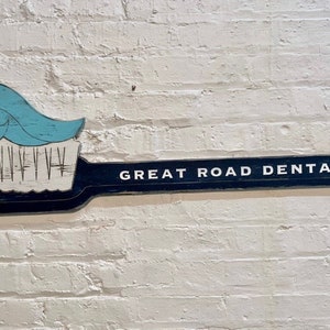 Zahnbürste Wand Kunst Zahnarztpraxis Kunst Zahnbürste Zeichen Zähne putzen Kinder Dentist Kinder Badezimmer Dekor Zahnpflege Wanddekor Atlantic Navy