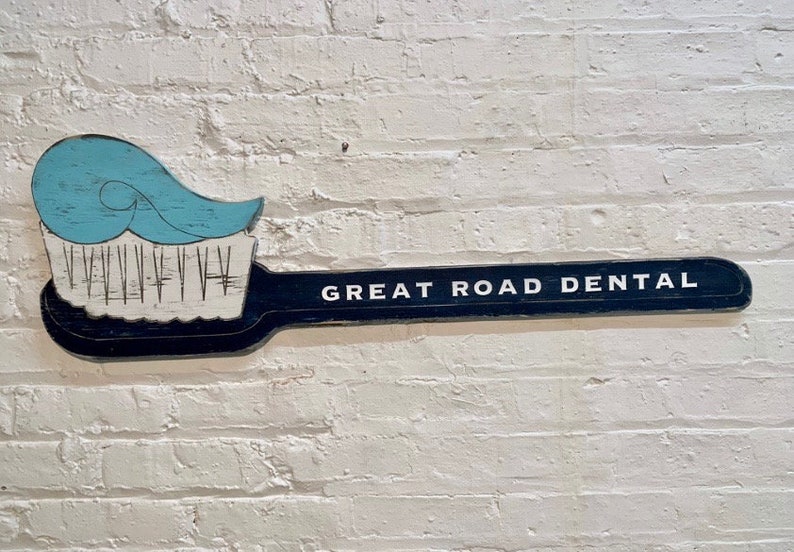 Zahnbürste Wand Kunst Zahnarztpraxis Kunst Zahnbürste Zeichen Zähne putzen Kinder Dentist Kinder Badezimmer Dekor Zahnpflege Wanddekor Atlantic Navy