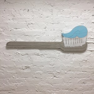 Zahnbürste Wand Kunst Zahnarztpraxis Kunst Zahnbürste Zeichen Zähne putzen Kinder Dentist Kinder Badezimmer Dekor Zahnpflege Wanddekor Driftwood Grey