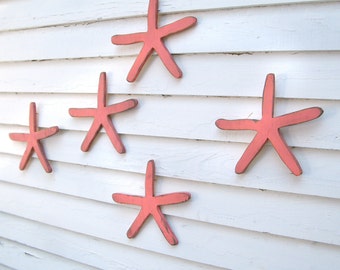 Beach Starfish Decor Beach House Decor Nautical Wall Decor Finger Starfish Art