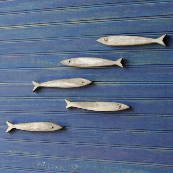 Minnow Fish School Set of Five Fishes Smelt Sardines Guppies Fish Decor  Wooden Fish School -  Canada