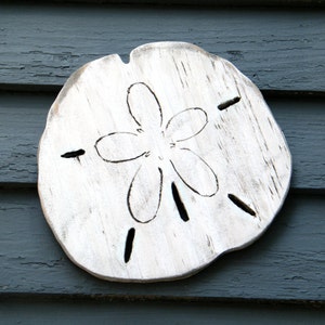 Holz Sand Dollar Dekor Strandhaus Dekor Meer Muschel Dekor Holz Sand Dollar Zeichen Küsten Dekor Shabby Chic Bild 2