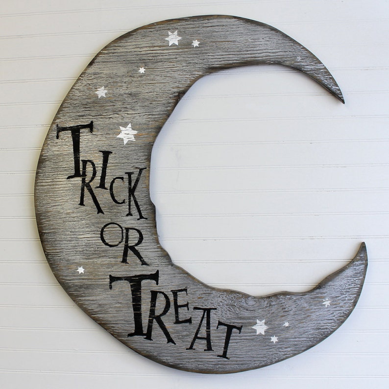 Halloween Moon Sign Trick or Treat Crescent Moon Halloween Etsy