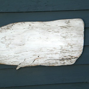Whale White Moby Dick Supersized Whale Wood Folk Art Sign Nautical Decor Wooden Whale Cutout Outdoor Wall Art image 5