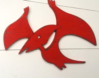 Dinosaur Room Decor for Boys, Flying Dino, Wood Wall Art, Winged Lizard, Pterodactyl Three Size Options