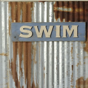 SWIM Sign Vintage Style Sign Beach Sign Pool Sign Beach Decor