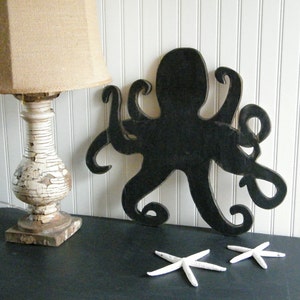 Octopus Wall Art Octopus Decor Outdoor Sign Wall Decor Beach Wall Art Wooden Beach Decor image 3