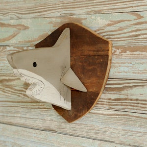 Wooden Shark Head Shark Decor Trophy Head Kids Baby Nursery Great White Shark Wall Art