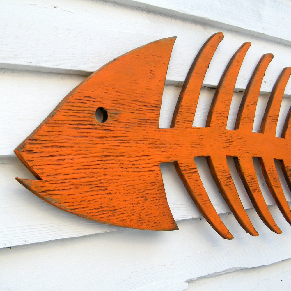 Fish Skeleton Fish Decor Fish Wall Decor Wooden Fish Art Beach Etsy