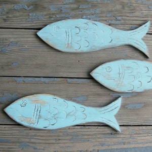 School of Fish Wooden Set of Fish Wooden Fish Art Lake House Decor Rustic Beach House Decor Nautical Decor Coastal Decor image 3