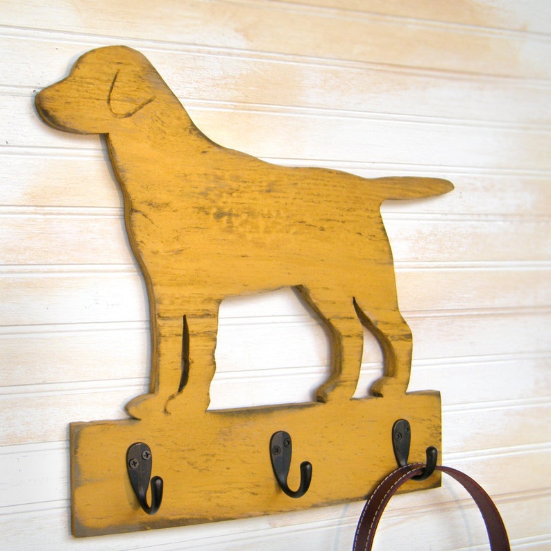 Lab Dog Leash Hook Leash Collar Hook Organizer Wood Labrador Retriever Leash Hook Holder, Plus other Breeds image 2