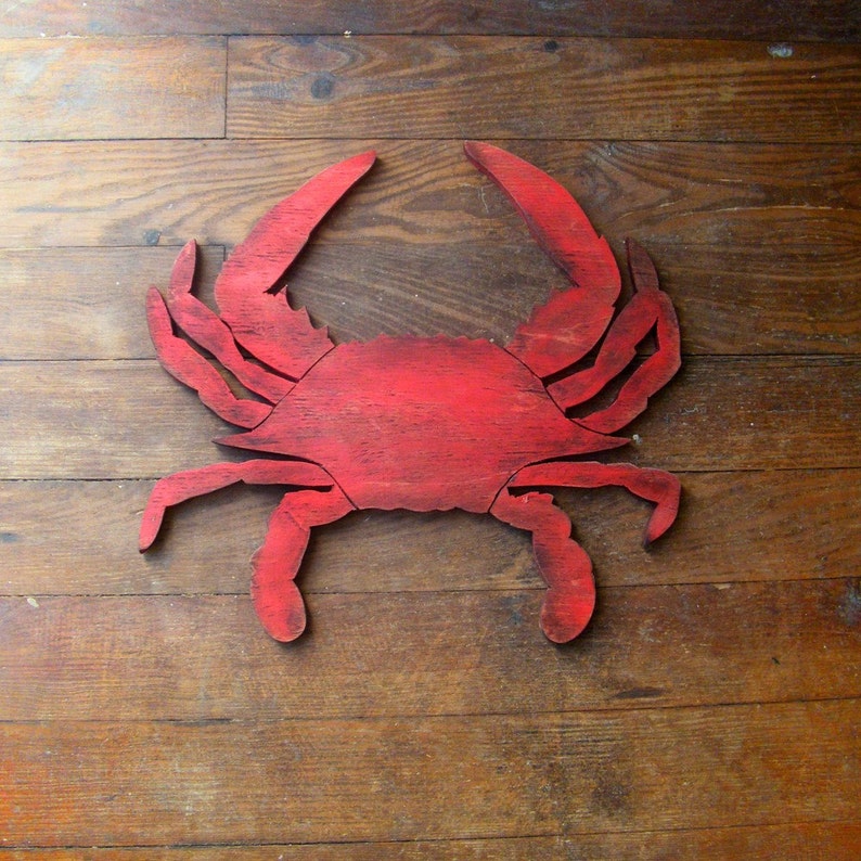 Crab Wall Decor Wooden Crab Decor Coastal Decor Wood Crab Wall Art Nautical Decor Blue Crab Maryland Crab Art Crab Sign Blue Crab Decor image 2