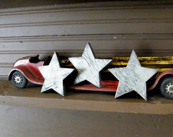 Star Set Wooden Three Silver Metallic Rustic Primitive Stars For Moon Nursery Decor