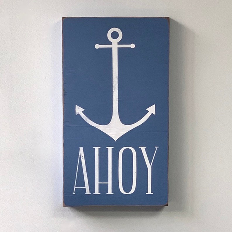 Coastal Sign Anchor Wall Decor Ahoy Sign Lake House Etsy