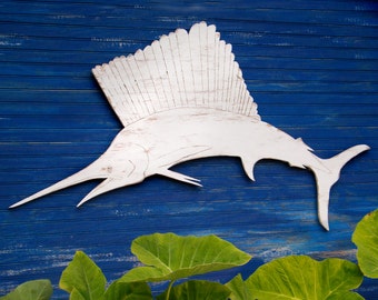 SailFish Wall Decor Beach Decor Coastal Saltwater Fish Art Oversized Sail Fish Sign Outdoor Art Fish Wall Decor Beach House Art Gift for Him