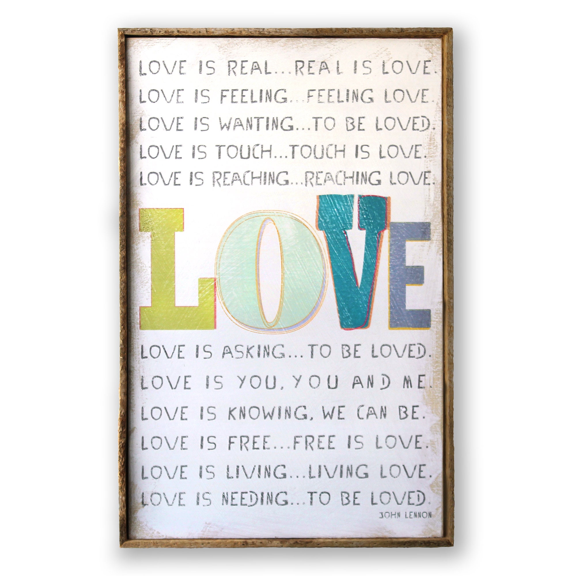 Love Quote Wall Art Love Song By John Lennon Framed Wood Etsy