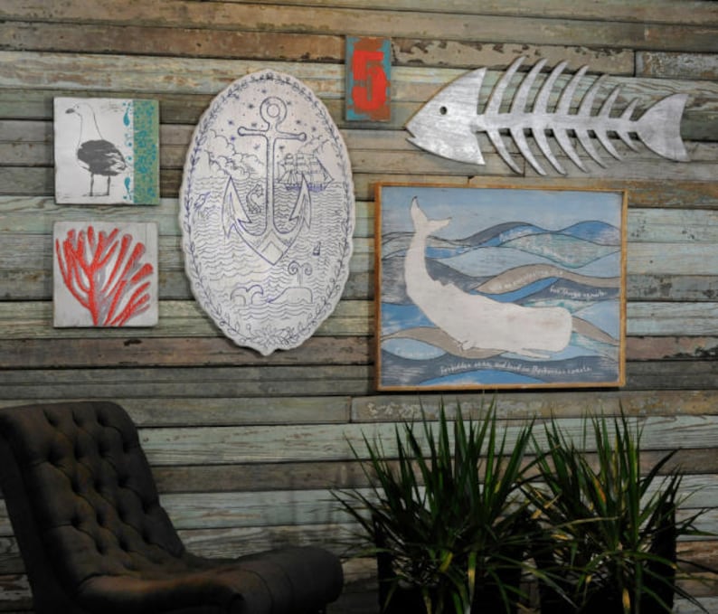 Fish Skeleton Fish Decor Fish Wall Decor Wooden Fish Art Beach Coastal Decor Patio or Outdoor Sign Lake House Decor Fish Bone image 4