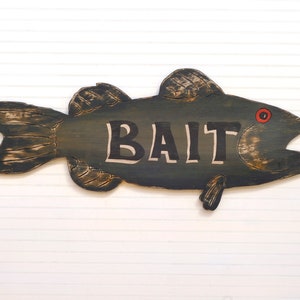 Largemouth Bass Fish Bait Sign Fathers Day Gift Bass Fishing Sign ...