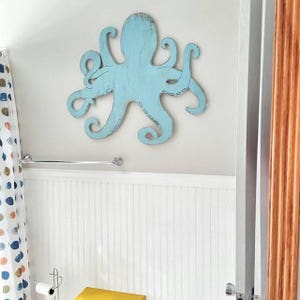 Octopus Wall Art Octopus Decor Outdoor Sign Wall Decor Beach Wall Art Wooden Beach Decor image 2