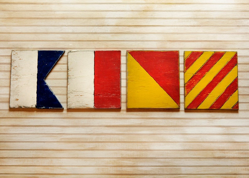 Individual Nautical Flags Sailing Flags Wooden Wall Art Etsy