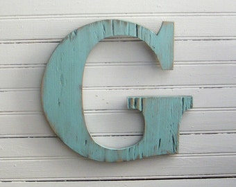 Rustic Letter Wooden Wall Sign Distressed Cottage Chic 10" High Size Dorm Decor Wedding