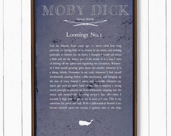 Framed Print Looming No.1, Moby Dick Art Herman Melville Moby Dick Quote Nautical Wall Art Moby Dick Chapter 1 Holiday Gift