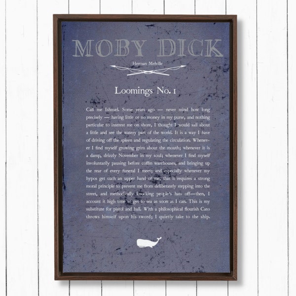 Framed Print Looming No.1, Moby Dick Art Herman Melville Moby Dick Quote Nautical Wall Art Moby Dick Chapter 1 Holiday Gift