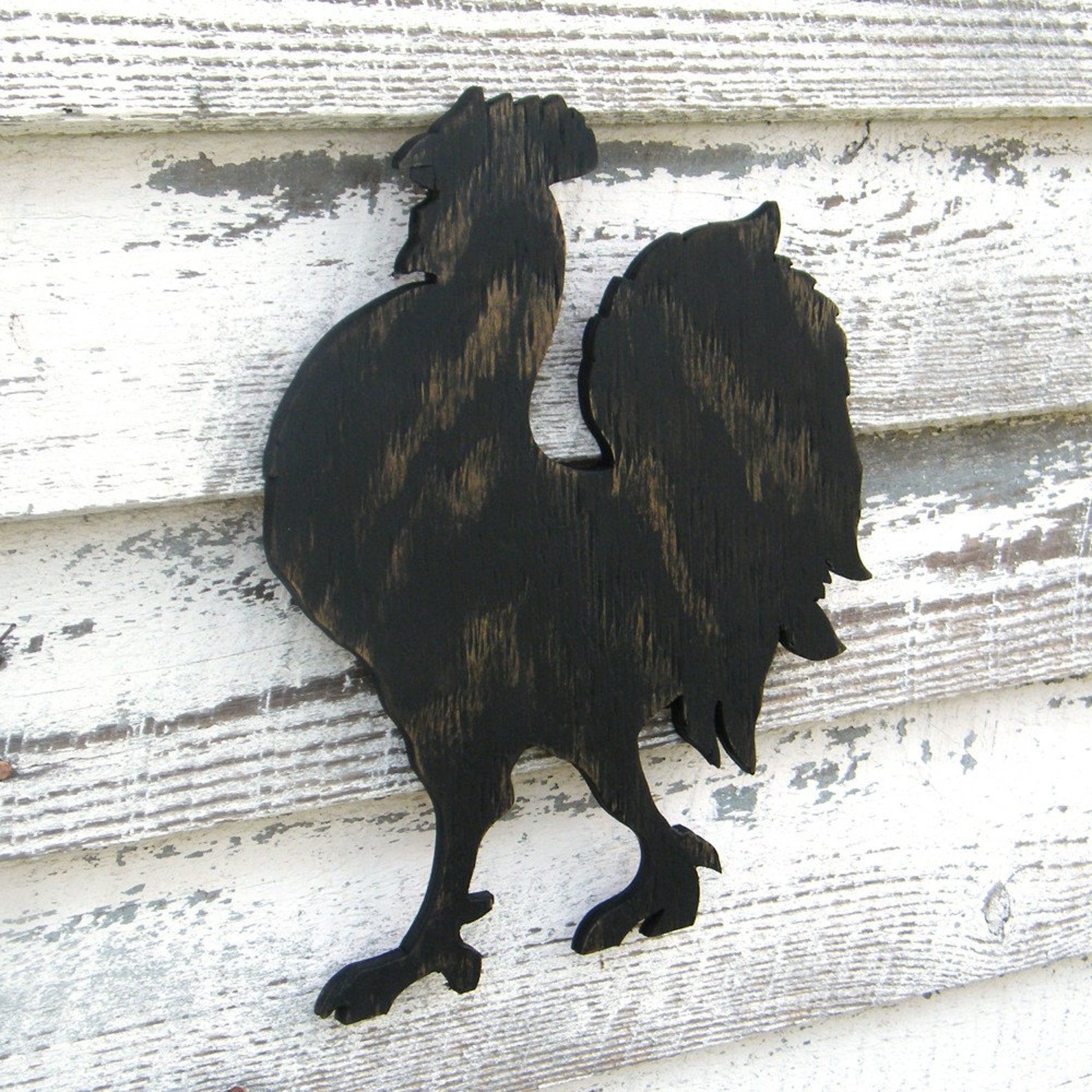 Rooster Sign Black Wooden Chicken Farmhouse Country Kitchen Etsy