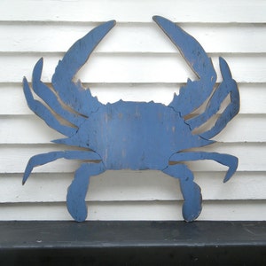 Beach Crab Sign Wooden Giant Crab Wall Art Beach Coastal Sign Nautical Blue Crab Decor Crab Home Decor image 2