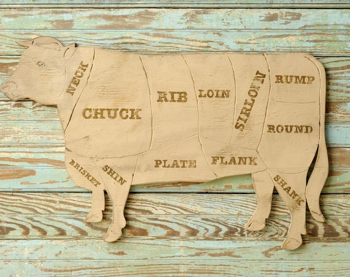Beef Sign Butcher Chart Butcher Diagram Rustic Home Decor Farmhouse Kitchen Wall Decor Butcher Diagram Art
