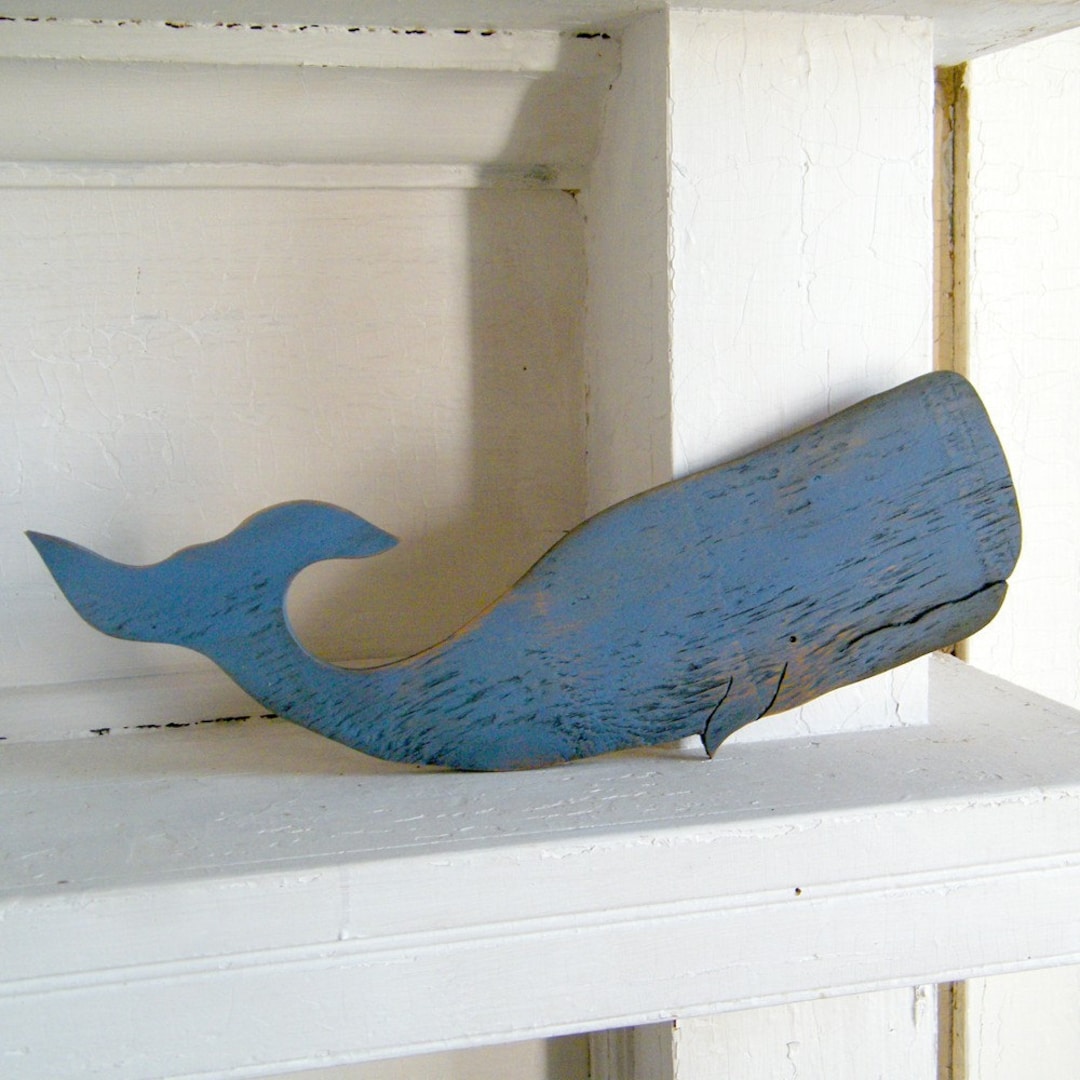 Moby Whale Art Wooden Beach Wall Decor Sperm Whale Nautical Decor
