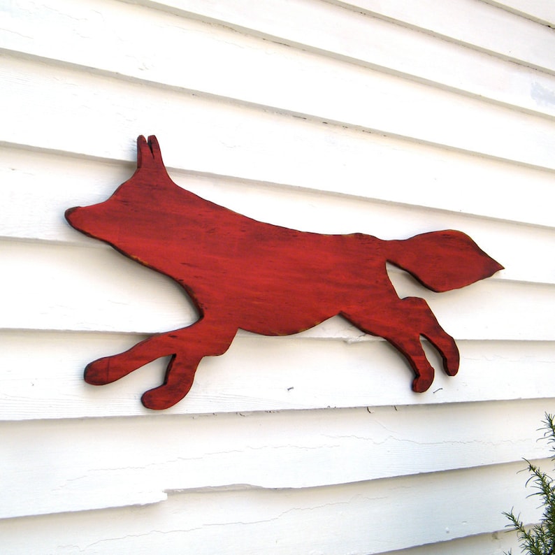 Fox Wooden Sign Red Fox Running Large Scale Fox Decor Outdoor Decor Shabby Chic Cottage Autumn Woodland image 3