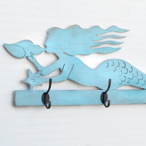 Mermaid Hook Rack Entryway Bathroom Towel Hook Wall Rack Mermaid Bathroom Decor Poolside Decor Beach House Decor