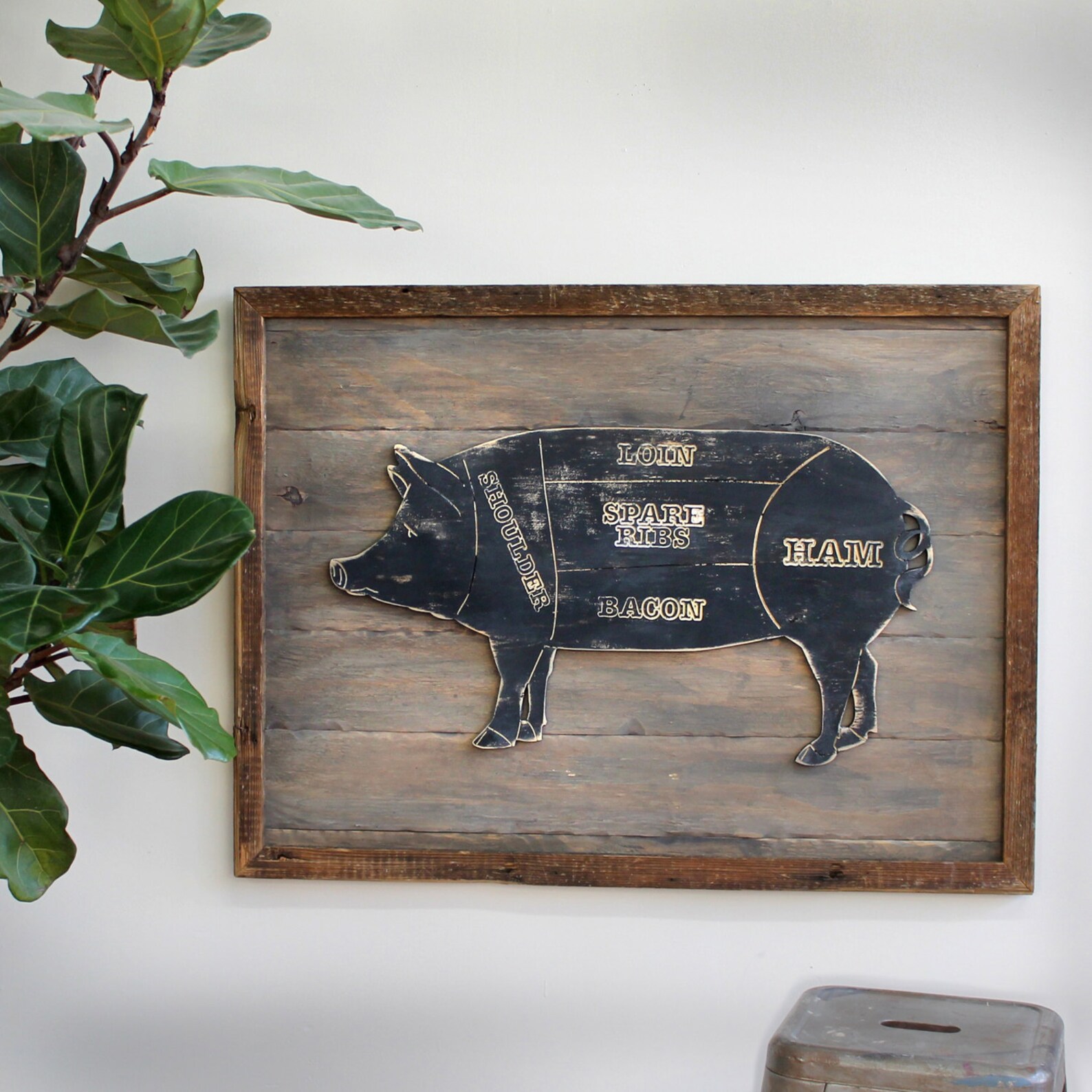 Pig Sign Kitchen Wall Decor Butcher Diagram Pig Wall Decor Pig Etsy