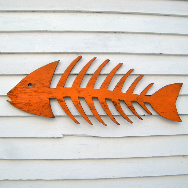 Fish Skeleton Fish Decor Fish Wall Decor Wooden Fish Art Beach Coastal Decor Patio or Outdoor Sign Lake House Decor Fish Bone image 5