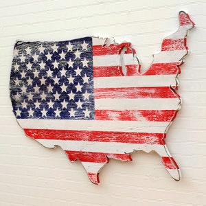 USA Hölzerne Flagge Map Art Große US Map Art Hölzerne Stars and Stripes-Karte