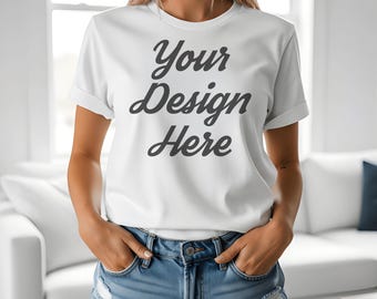 Bella Canvas 3001 T-Shirt Mockup Pack | 32 Color PNGs for Etsy Sellers, High-Res Shirt Mockups for Print on Demand & Canva