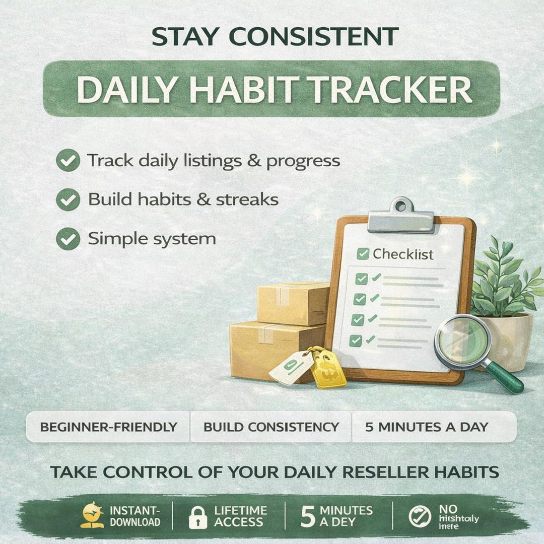 Reseller Habit Tracker Spreadsheet Daily Listing Tracker Stay ...