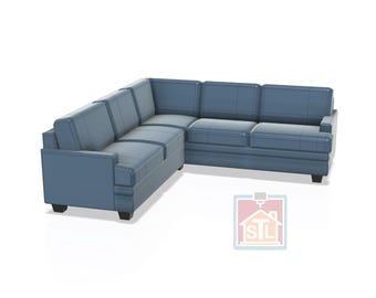 STL File, Corner Couch, L-shaped Couch, Sectional Sofa - Dollhouse Miniature, 3D Object