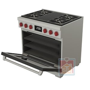 STL File, Oven, Gas Range, Dollhouse Miniature, 3D Object