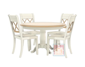 STL File, Dining Table & Chairs, Dollhouse Miniature, 3D Object