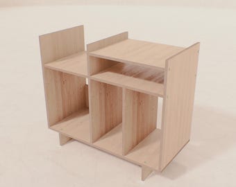 Handmade Birch Vinyl Record Storage Cabinet – Minimalist Turntable Stand