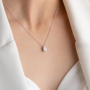 Dainty Diamond Birthstone Necklace for Women Birthstone Necklace for Her Custom Gold Teardrop Birthstone Necklace Birth Month Gift for Mom