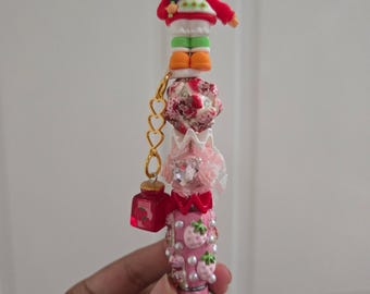 Strawberry shortcake black ink pen - Beaded
